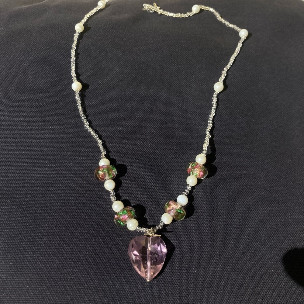 Pink Heart Beaded Necklace